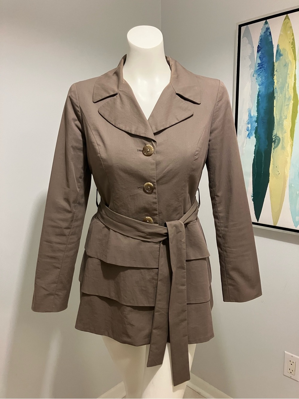 Cynthia Rowley Peplum Tiered Trench/Jacket. Y2k. Size Small